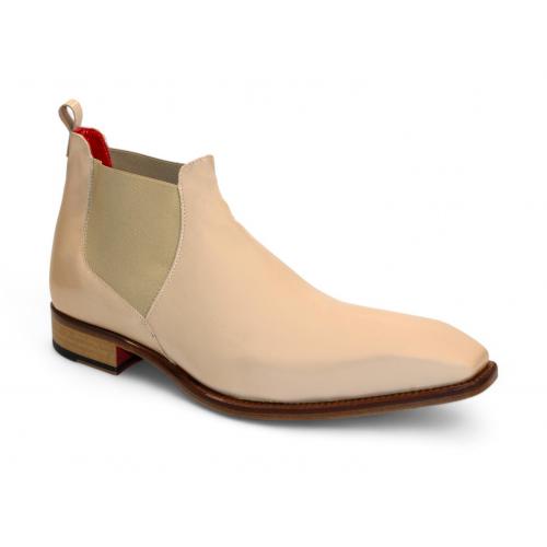 Emilio Franco "Leonardo" Beige Genuine Italian Patent Leather Ankle Boots.